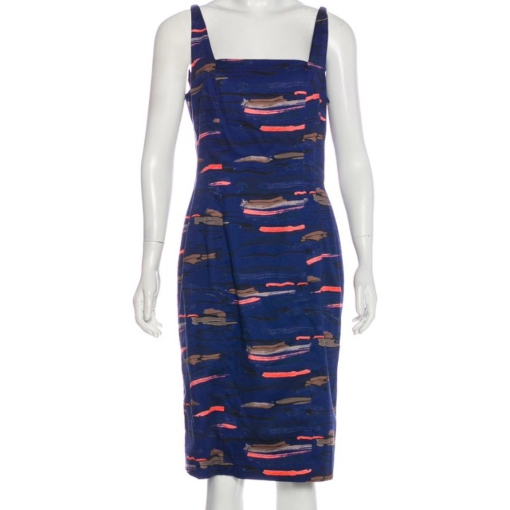 Piazza Sempione Blue and Pink Midi Dress